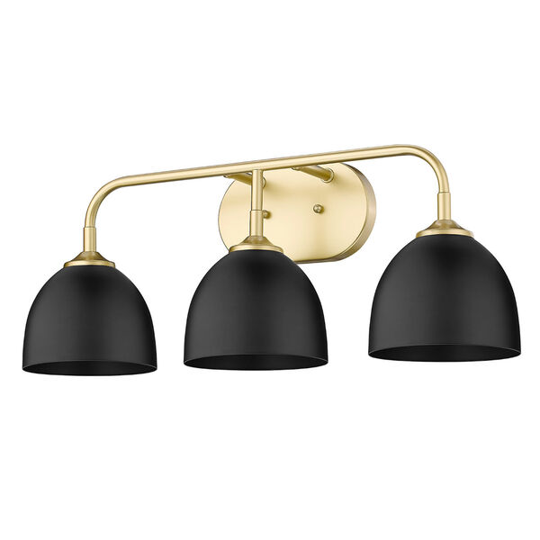 Zoey Olympic Gold and Matte Black Three-Light Bath Vanity, image 3